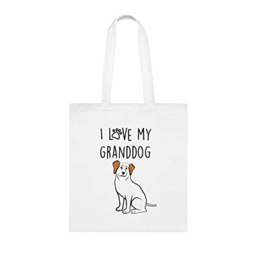 Imagem de Bolsa I Love My Granddog, presente para vovô, aniversário de vovô bolsa de ombro para vovô, bolsa reutilizável para vovô, Branco