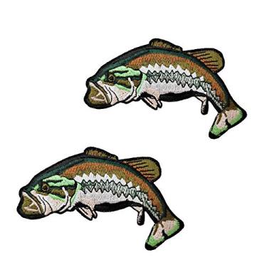 Imagem de Conjunto de 2 peças de peixe robalo bordado de ferro em remendos presentes de pesca para homens dia dos pais presentes de pesca