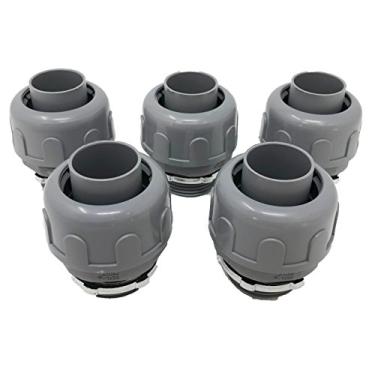 Imagem de Sealproof Conector de conector de conduíte elétrico reto não metálico de 3,8 cm (1 1/4") listado na UL, diâmetro de 3,15 cm, pacote com 5