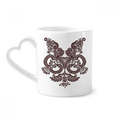 Imagem de Flor plantas simetria arte contorno de grão caneca café cerâmica copo de coração de vidro