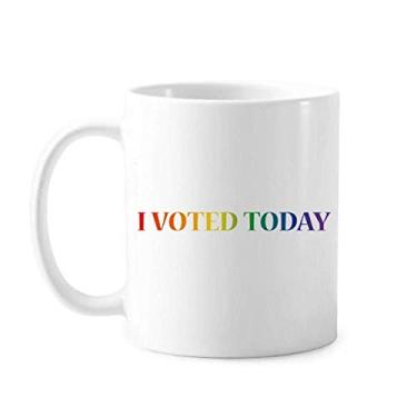 Imagem de Caneca LGBT Rainbow Flag I Vote Today cerâmica cerâmica xícara de café porcelana louça