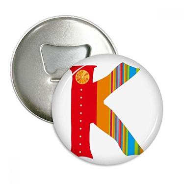 Imagem de K Alfabeto laranja frutas bonito padrão abridor de garrafas ímã de geladeira emblema multifuncional