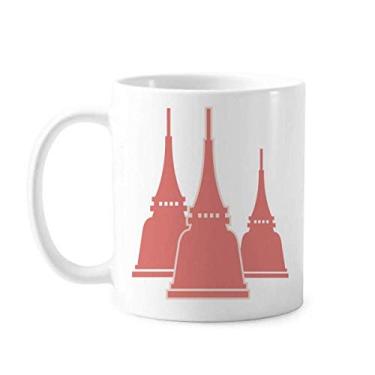 Imagem de Caneca de cerâmica com ilustração de arte de arquitetura tradicional da Tailândia, caneca de cerâmica de café, xícara de porcelana