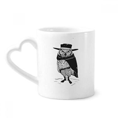 Imagem de Caneca de animal coruja personalizada pássaro café cerâmica copo de coração de vidro