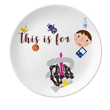 Imagem de Prato de porcelana Bone Finger Middle Finger Emomotion Prato redondo para jantar masculino