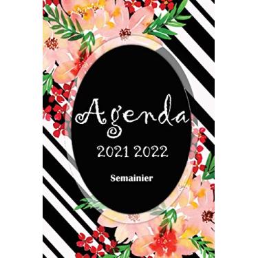 Imagem de Agenda 2021 2022 semainier: Organiseur A5 (15,24x22,86 cm) Mai 2021 - Décembre 2022 / Calendrier quotidien, semainier, mensuel / Planning Familial ... journalier, fleur avec arrière fond noir