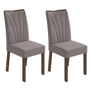 Imagem de Conjunto 2 Cadeiras Apogeu Imbuia/Veludo Capuccino - Móveis Lopas