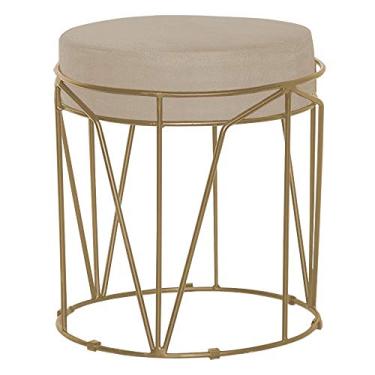 Imagem de Puff Decorativo Sala de Estar Base Gold Chloe Veludo Bege - Gran Belo