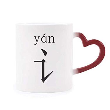 Imagem de Caneca sensível ao calor, componente do personagem chinês, caneca vermelha que muda de cor