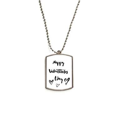 Imagem de DIYthinker Colar com pingente de corrente de aço inoxidável com citação de coração Happy Valentine