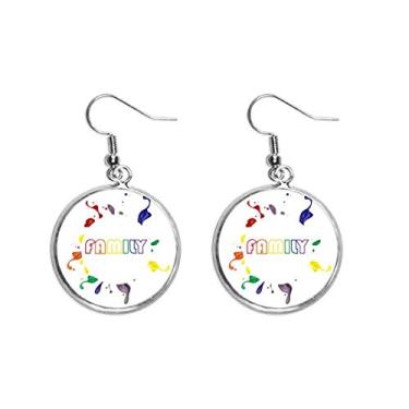 Imagem de LGBT Brinco com pingente de orelha de família com bandeira de arco-íris joia feminina