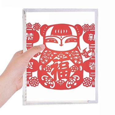 Imagem de Caderno de lanternas de flores Red Girl com estampa de folhas soltas e diário recarregável