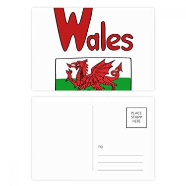 Imagem de Conjunto de cartão postal com bandeira nacional do País de Gales, cartão de felicitações de aniversário