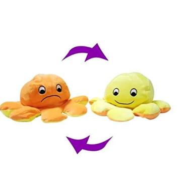 Imagem de Polvo De Pelúcia Reversível emoji - amarelo e laranja