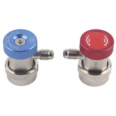 Imagem de Conectores rápidos R134A, 2 peças, acoplador rápido alto e baixo para conjunto de manifold CA R134A, adaptador de latão acessório de ar condicionado