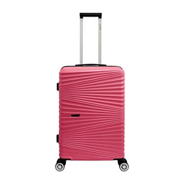 Imagem de Mala Média de Viagem Bagagem Embarque Rígida 4 Rodinhas Dupla 360° Abs Santino Cor:Pink;Tamanho:M