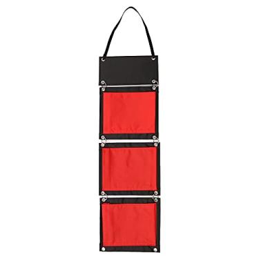 Imagem de Organizador de armazenamento multifuncional sobre porta tecido boi armário de utilidades domésticas 3 bolsos vermelho