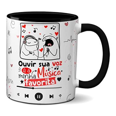 Imagem de Caneca Flork Fofos Ouvir Sua Voz É Minha Música Favorita (Preta)