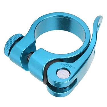 Imagem de Braçadeira de selim, braçadeira de assento de bicicleta leve, vazada, lisa, liga de alumínio, à prova de corrosão com alto desempenho para bicicleta (azul)