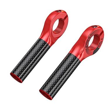 Imagem de Generic 2x do guiador da bicicleta da barra da bicicleta 22,2 mm resistente ao desgaste da barra de fibra de carbono, Vermelho