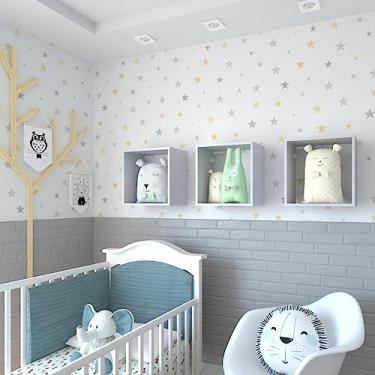 Imagem de Conjunto 3 Nichos para Quarto Infantil Bramov Móveis Cinza Cristal