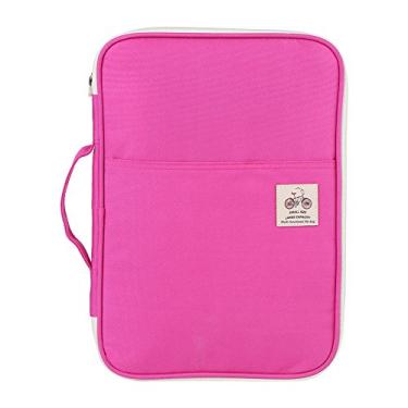 Imagem de Bolsa de documentos A4, bolsa de mão, organizador de arquivos multifunções à prova d'água, bolsa de armazenamento para notebook, bolsa com zíper, ótima para viagens, escola, escritório, Rose Red