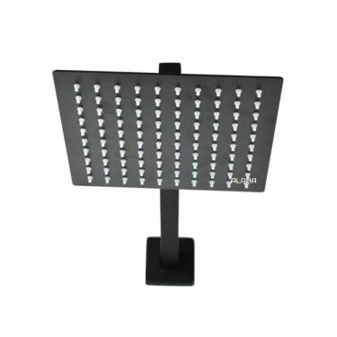 Imagem de Ducha Chuveiro Aquecedor Solar Gás Quadrado Preto 20X20Cms