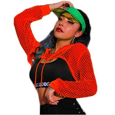 Imagem de Avidlove Moletom com capuz de malha crop top feminino camisa arrastão manga longa cropped com capuz, Vermelho, P