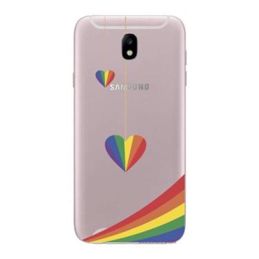 Imagem de Capa Case Capinha Samsung Galaxy  J7 Pro Arco Iris Corações Pendurados