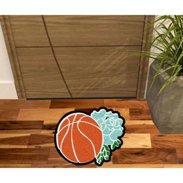 Imagem de Tapete Decorativo Bola De Basketball E Flor, Decorção De Quartos Salas E Verandas., Gra...
