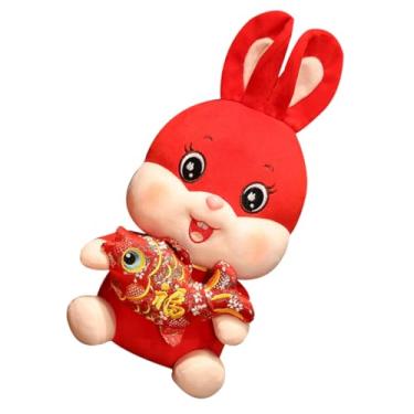 Imagem de WOONEKY Ano Do Mascote Coelho Brinquedo Mascote Do Ano Chinês Brinquedo Coelho Do Ano Chinês Lembrança Do Zodíaco Boneca Coelhinha Acessórios Veludo De Cristal O Preenchimento