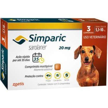 Imagem de Antipulgas Simparic 20Mg Para Cães 5,1 A 10Kg 3 Comprimidos - Zoetis