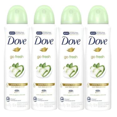 Imagem de Kit 4 Desodorantes Aerosol Dove Go Fresh Pepino E Chá Verde 150ml