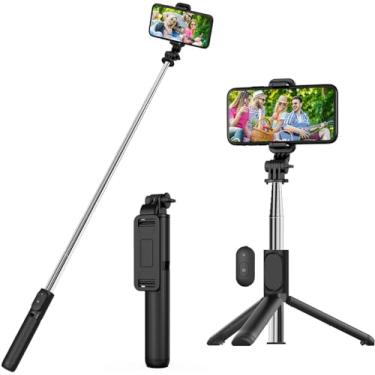 Imagem de USTINE Tripé de selfie portátil com controle remoto sem fio, suporte de telefone extensível 3 em 1 para iPhone 13/12/12 Pro/12 Pro Max/11/11 Pro/X/XR/XS/8/7/6S, smartphone Android Samsung
