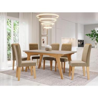 Imagem de Conjunto Sala de Jantar Mesa Selena 180 cm com 6 Cadeiras Tais Cimol Nature/off White/joli