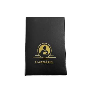 Imagem de Kit Com 24 Pasta Cardápio Luxo Preta C/4 Bolsas Em Pvc