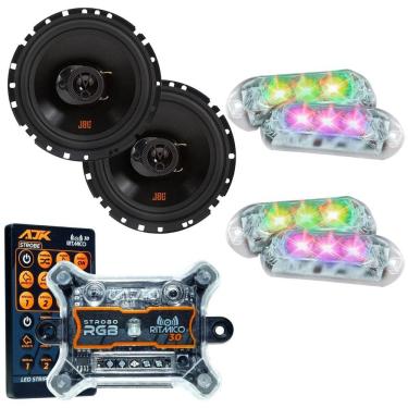Imagem de Kit 2 Alto Falantes 6  JBL FLEX4 6TRFX55 110 Watts Rms + Kit 4 Strobo AJK 6W Ritimico 3.0