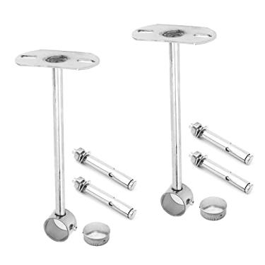 Imagem de Bettomshin Suporte de montagem no teto, suporte de tubo de guarda-roupa, diâmetro de 8 cm, cortina de chuveiro armário haste de suporte de haste de guarda-roupa soquete de flange de tubo 2 peças (altura de 20 cm)