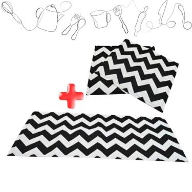 Imagem de Jogo Tapetes de Cozinha 3 peças Antiderrapantes - Passadeira Tapete Para Pia, Tapete Para Fogão e Tapete Para Geladeira (Chevron)