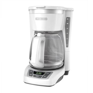 Imagem de BLACK+DECKER Cafeteira digital para 12 xícaras, CM1160W, programável, filtro de cesta lavável, Sneak-A-Cup, preparação automática, janela de água, mantém a placa quente, branca