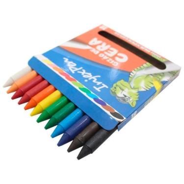 Imagem de Conjunto 12 Giz De Cera 12 Cores Kids Infantil Gizão