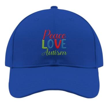 Imagem de Boné de beisebol Peace Love Autism Trucker Hat para adolescentes retrô bordado snapback, Azul, Tamanho Único