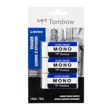 Imagem de Tombow 57324 MONO borracha, branco, médio, pacote com 3 unidades. Remove marcas sem danificar o papel