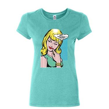 Imagem de Me Sarcastic Never Camiseta feminina engraçada vintage quadrinhos pop art sarcasmo, Azul claro, P