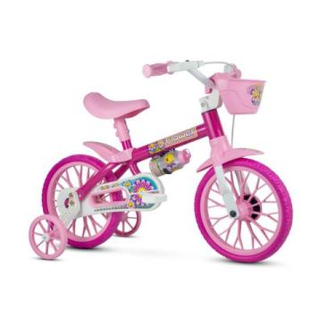 Imagem de Bicicleta Infantil Nathor Aro 12 Flower Rosa Menina Com Rodinha