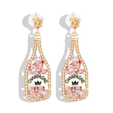 Imagem de Brincos de champanhe para mulheres Margarita brincos de garrafa de champanhe brincos de tequila brincos de martini brincos de coquetel joias acessórios de festa de ano novo, Zinco,