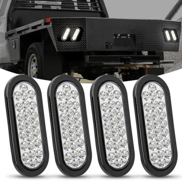 Imagem de Nilight Luz traseira oval de 15 cm, 4 peças, branco, 24 LEDs, luz de ré, com ilhós embutidos, plugues IP67 à prova d'água para caminhões de 12 V, ATV UTV, trailer, ônibus, trailer, trailer, trailer,