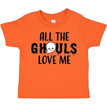 Imagem de inktastic - Camiseta infantil All The Ghouls Love Me Ghost, Laranja, 4 Anos