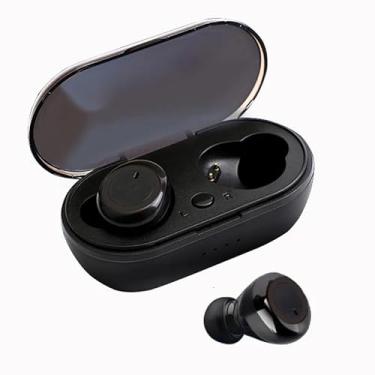 Imagem de Waillynice Fone de ouvido Bluetooth Y50 TWS 5.0 sem fio, IPX7, à prova d'água, graves profundos, sem fio, fones de ouvido esportivos (preto-preto)