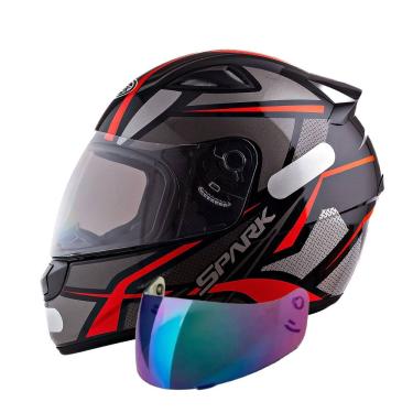 Imagem de Capacete Masculino Ebf Spider Vermelho Mais Viseira Fumê 2.2mm